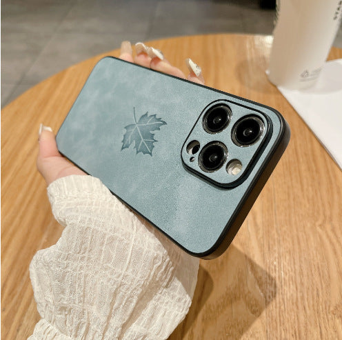 Lambskin Maple Leaf iPhone Case – Soft Skin Feel, All-Inclusive Protection