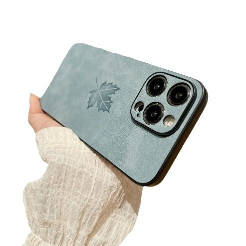 Lambskin Maple Leaf iPhone Case – Soft Skin Feel, All-Inclusive Protection