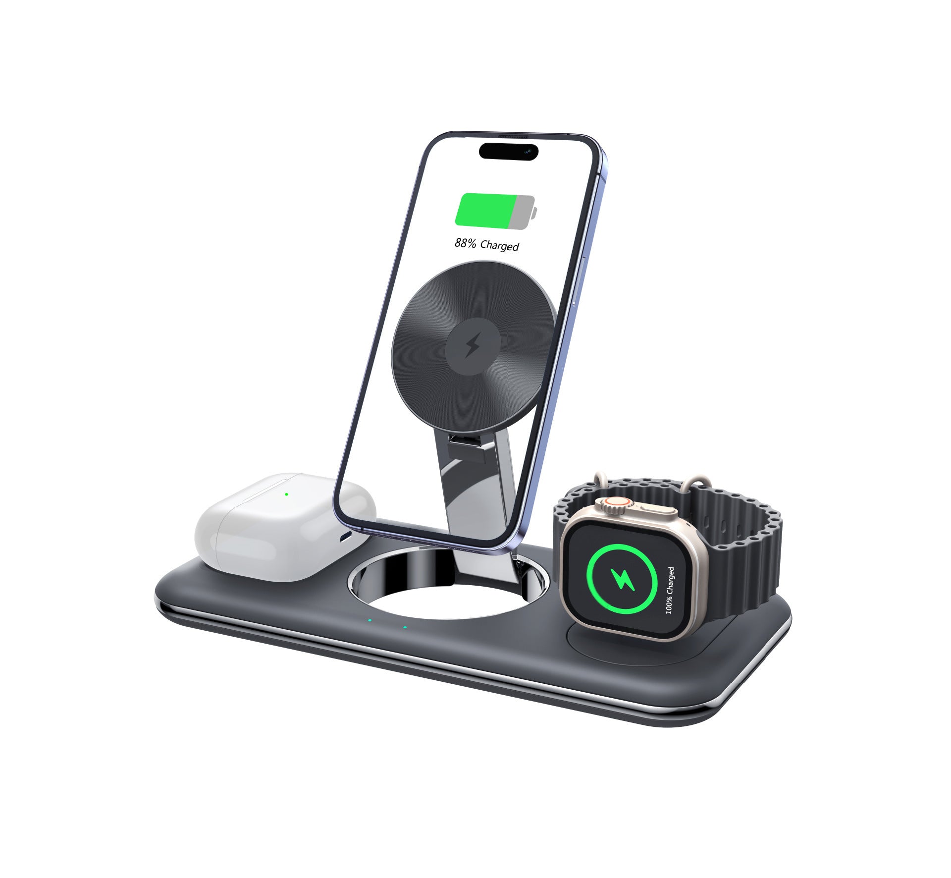 3-in-1 Folding Magnetic Wireless Charger & Desktop Stand