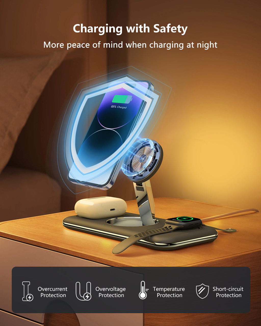3-in-1 Folding Magnetic Wireless Charger & Desktop Stand